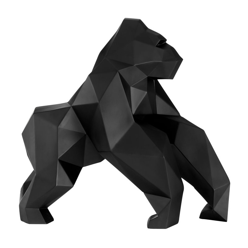 Sculpture géométrique singe / blanc mat, Noir