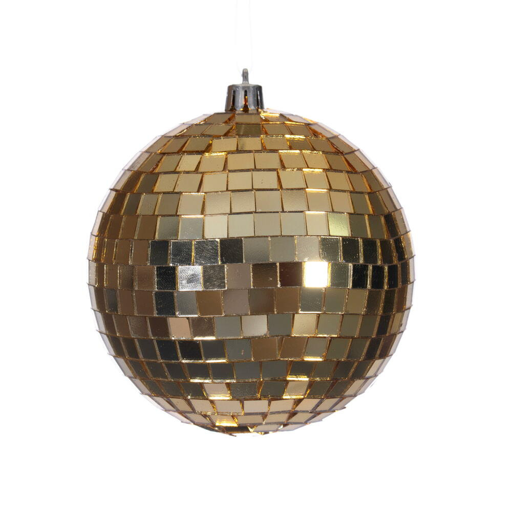 Mirror Ball Ornament, Gold, 4.75" H x 4.75" W x 4.75" D, 4