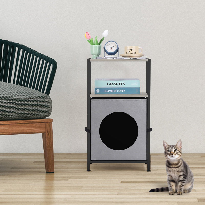 Maison pour chat avec tablette de rangement Gillingham, Gris