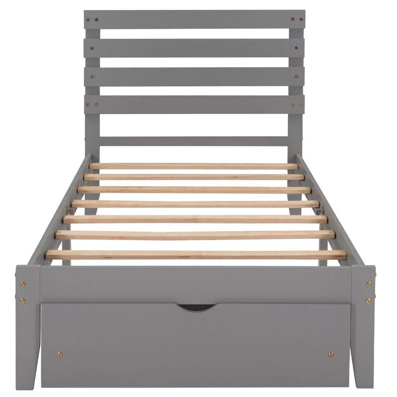 Gemma Slat Storage Bed, Gray, Twin