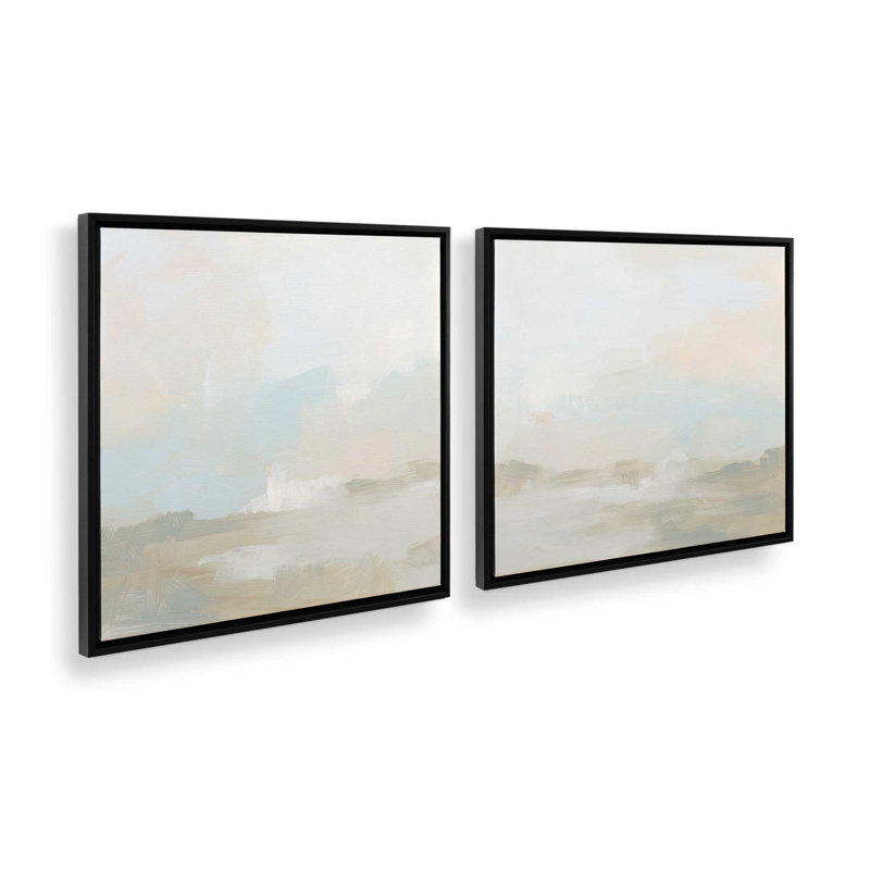 Dawn's Soft Light - ensemble de 2, H 13 po x l 26 po, Cadre flottant noir satiné