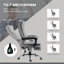 Fauteuil de direction double avec massage 6 points et chaleur lombaire, polyester gris neutre, pivotant à 360 °, inclinable jusqu'à 135 ° avec repose-pieds