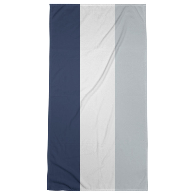 Bath Towel, Midnight Navy Blue/White/Gray, Polyester/Cotton