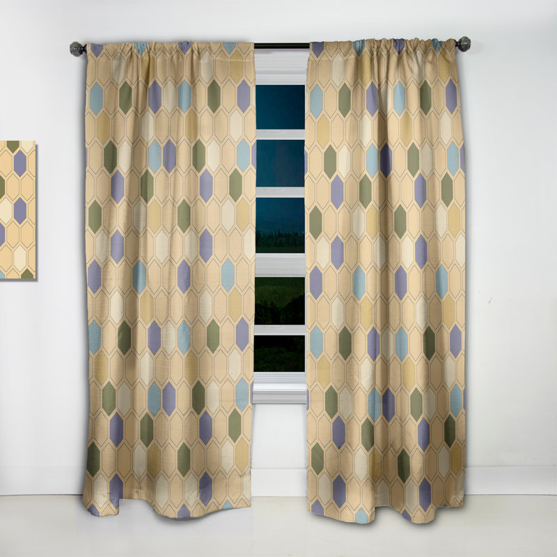 Panneau de rideau simple occultant rétro Mid-Century, L 52 po x L 108 po