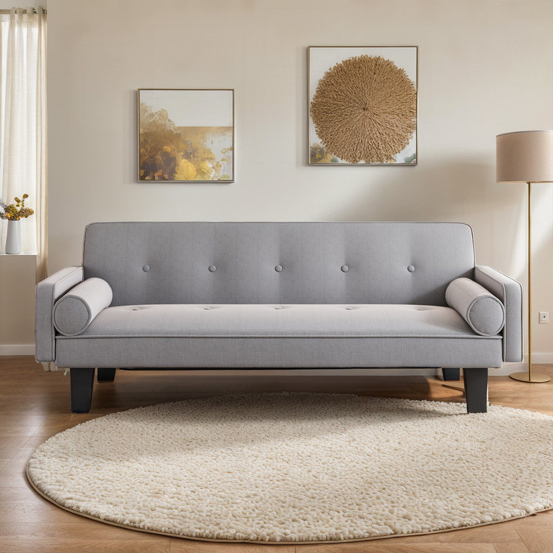 Canapé à accoudoirs carrés 71,6 po Blenda, Lin beige