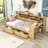 Wood 2 Drawers Daybed with Built-in Desk and Storage Shelves-164052772-164052771