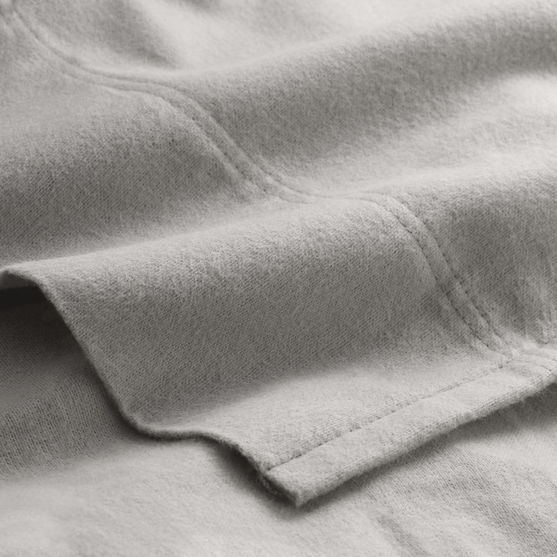 100% Cotton Flannel Sheet Set, Light Gray, Split King Sheet Set with 2 Pillowcases