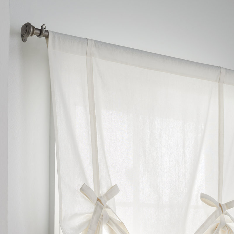Drop Cloth Tie-Up Rod Pocket Farmhouse Shades, Off White