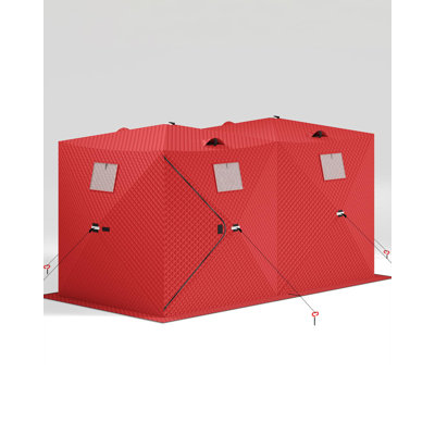 Tente de pêche sur glace portable, abri de pêche sur glace isolé à 3 couches, tente de pêche d'hiver imperméable et coupe-vent avec sac de transport pour 6 à 8 personnes