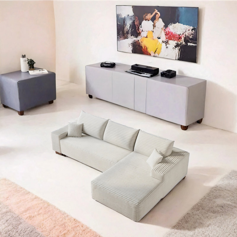 Canapé moderne avec tissu velours côtelé, Orienté à droite