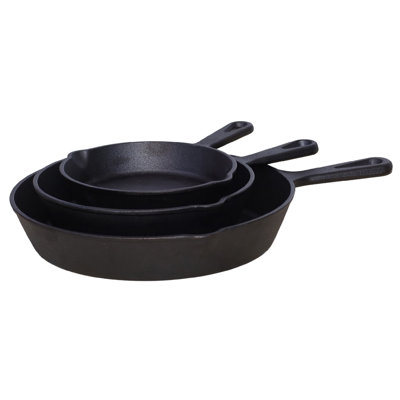 Buckingham Pre-Seasoned Cast Iron 3 Pieces Skillet Pan Set  