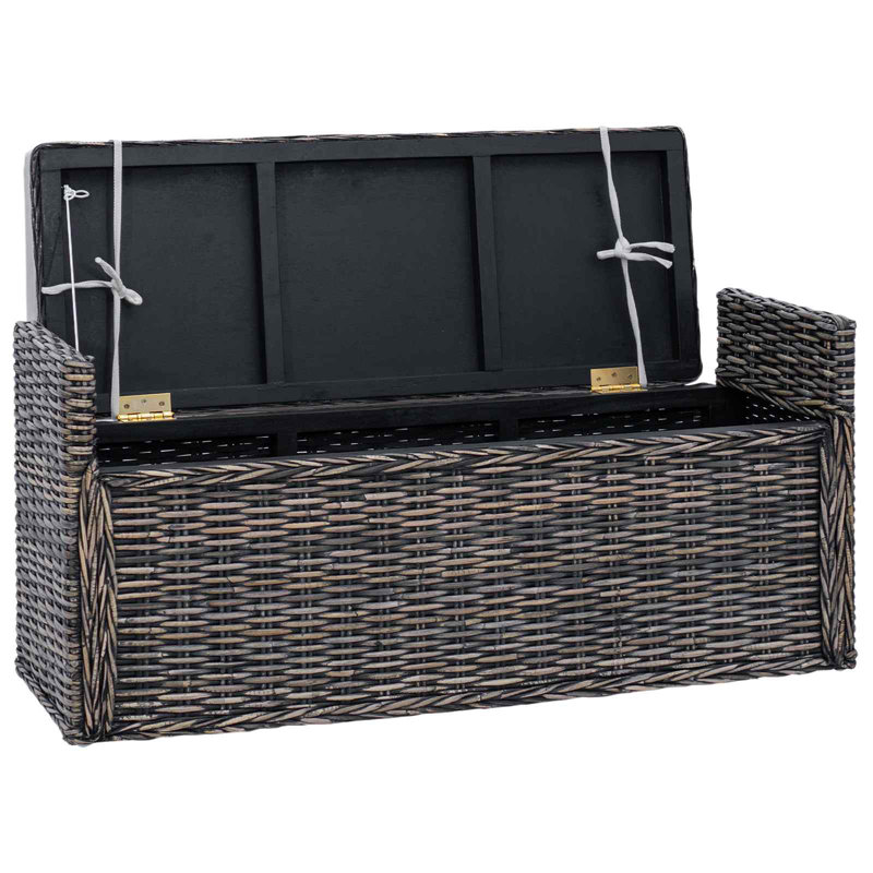 Rattan Storage Bench, Black Wash