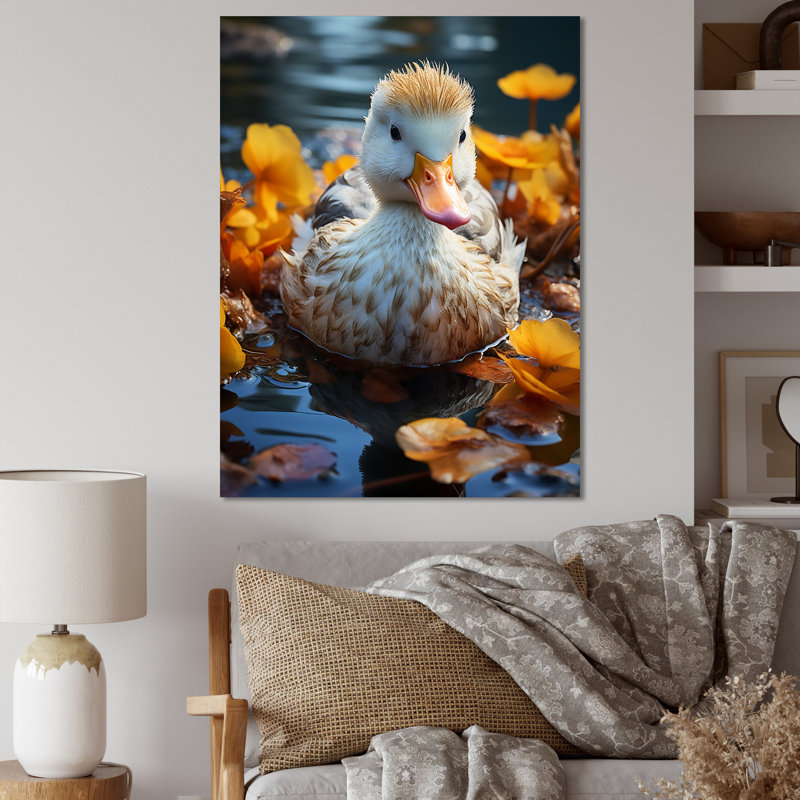 Jaune jaune blanc, animaux marins - décoration murale animaux, H 44 po x l 34 po x P 1,5 po, Toile tendue