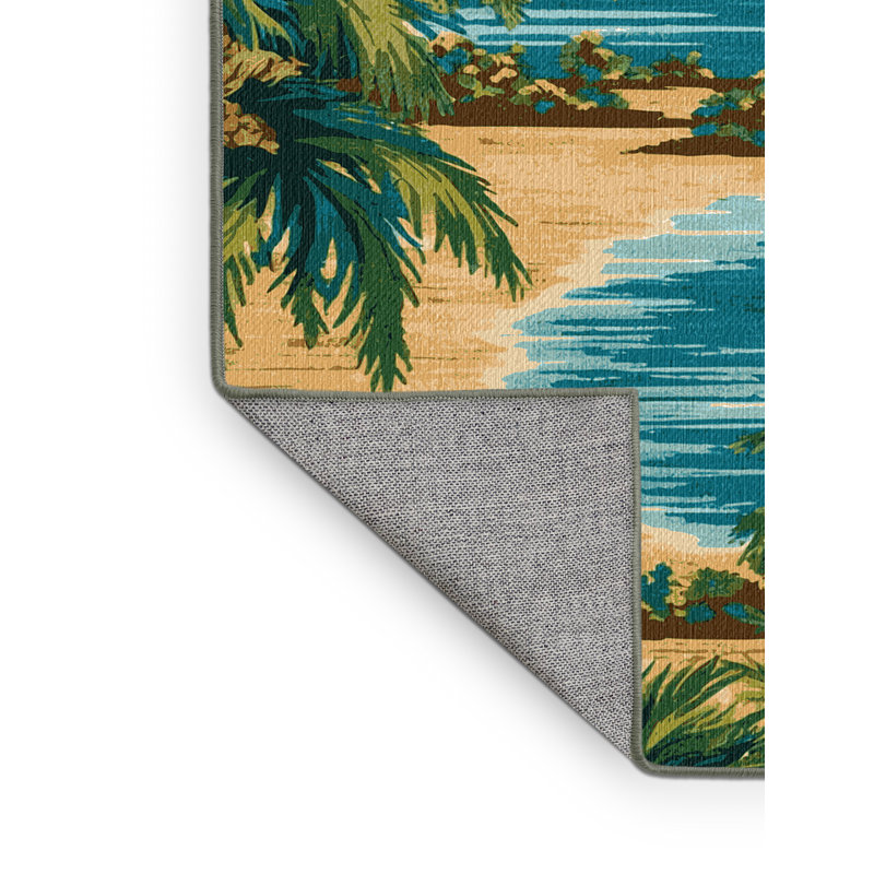  Tapis côtier à motif d'îles lavables, Rectangulaire 2 pi x 3 pi