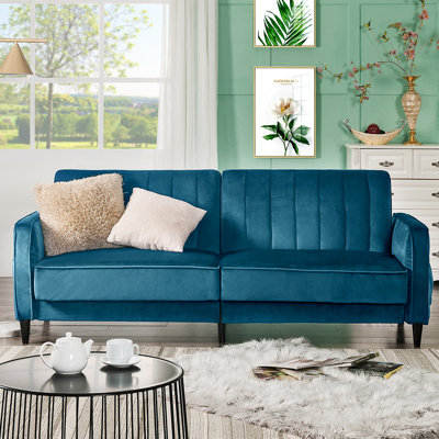 70.8'' Wide Velvet Square Arm Convertible Sofa