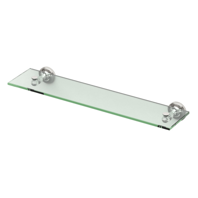 Tavern Wall Mount Tempered Glass Shelf, Polished Nickel