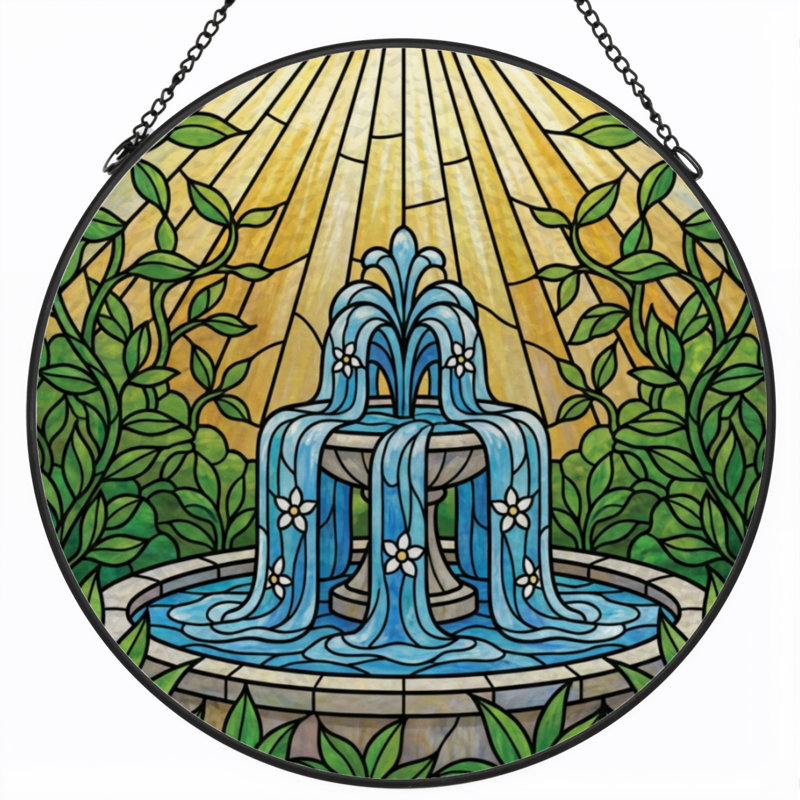 Vitrail de jardin en verre coloré 7,8 po H, H 7,8 po x l 7,8 po