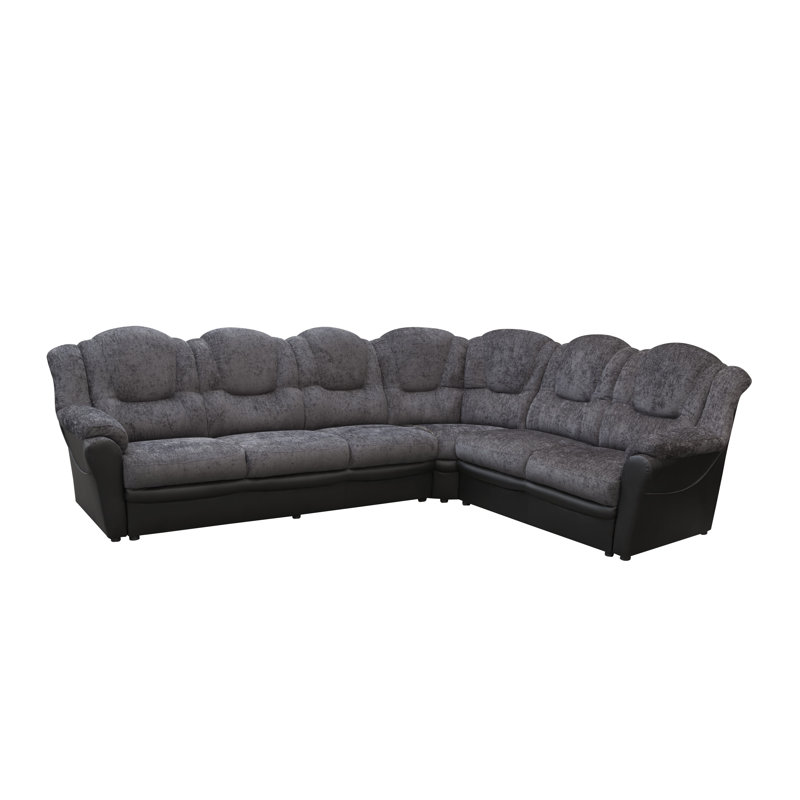Colin Corner Sofa, Black/Grey Chenille