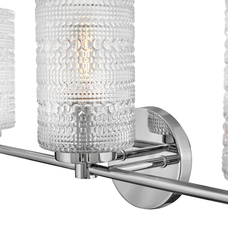 Luminaire de salle de bain 3 lumières avec verre clouté transparent Witt, Chrome chrome