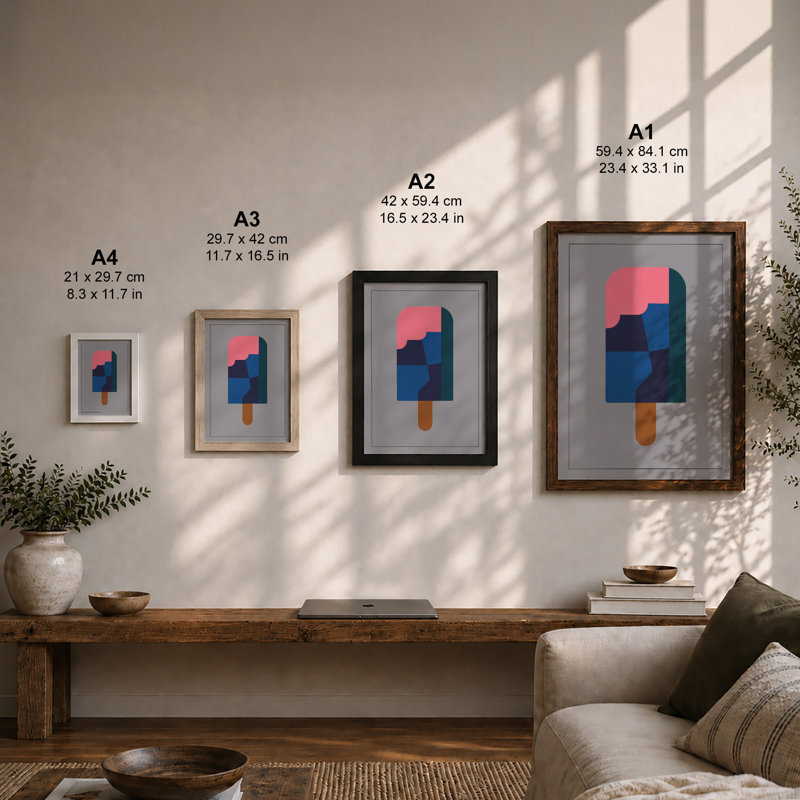Popsicle Geometric - Framed Print, A4 - 29.7 x 21.0 cm, White