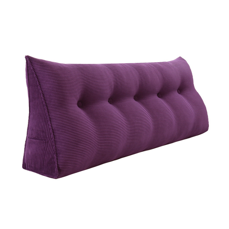 Sit-up Back Comfort Corduroy Bed Headboard Wedge Reading Pillow Triangular Backrest Compression, Queen, Orange