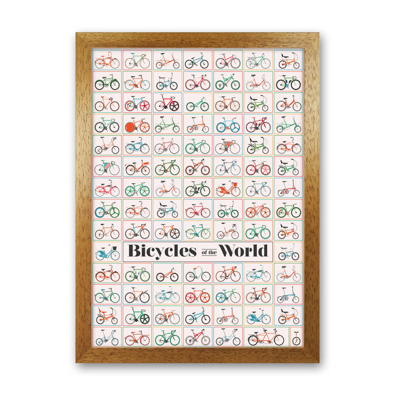 Bicycle Of The World - Print, Oak Framed, 30cm H x 21cm W x 3cm D
