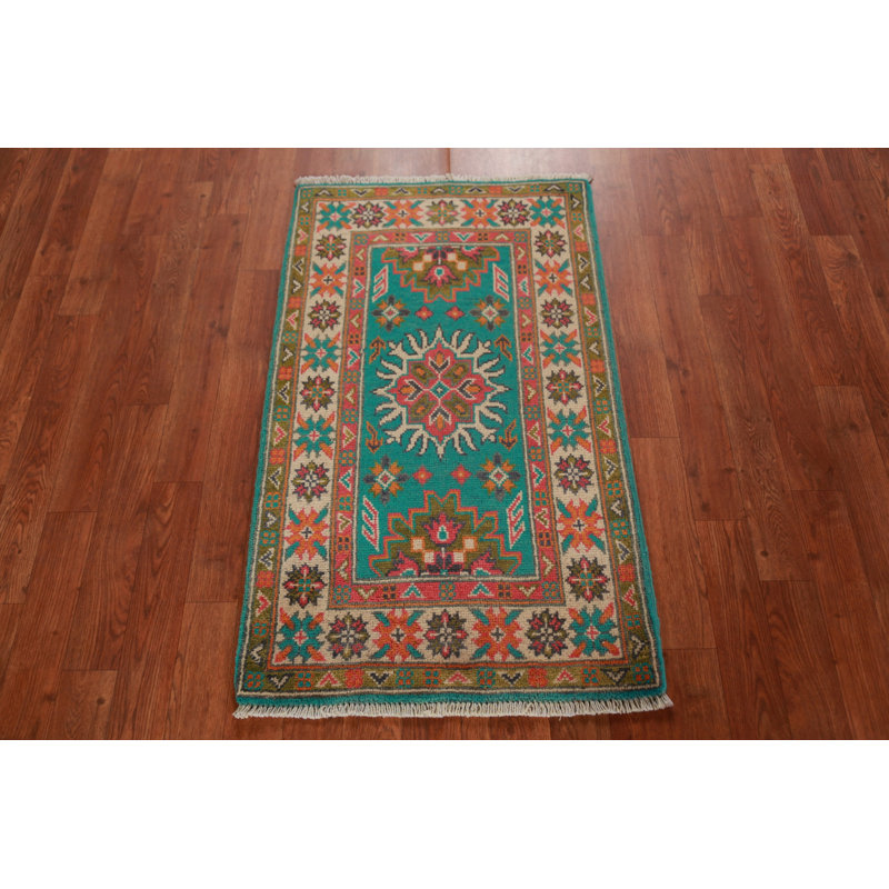 Tapis décoratif turquoise Kazak