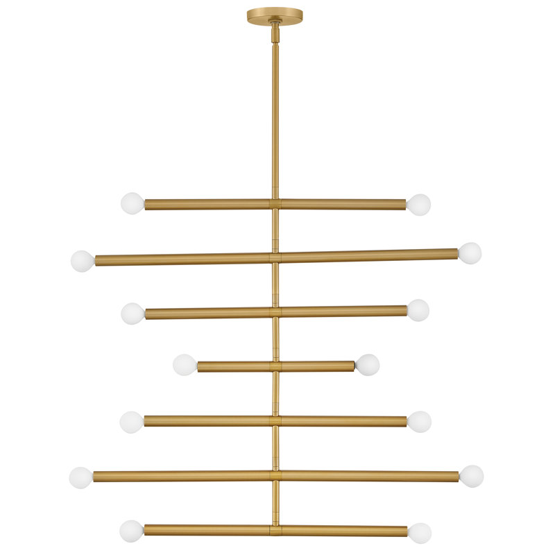 Lustre Mid-Century moderne à 14 lumières Millie, Doré