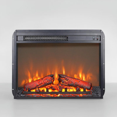 23 Inch Electric Fireplace Insert Heater with Log Set & Overheat Protection