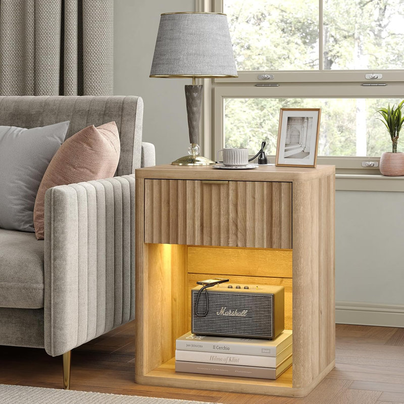 Taveda 39cm W Manufactured Wood Bedside Table, Individual