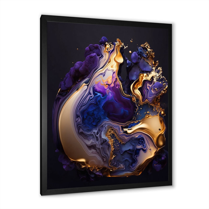 «Abstract Marble Geode Mauve II», reproduction sur toile, H 32 po x l 16 po x P 1 po, Impression noire sur toile encadrée