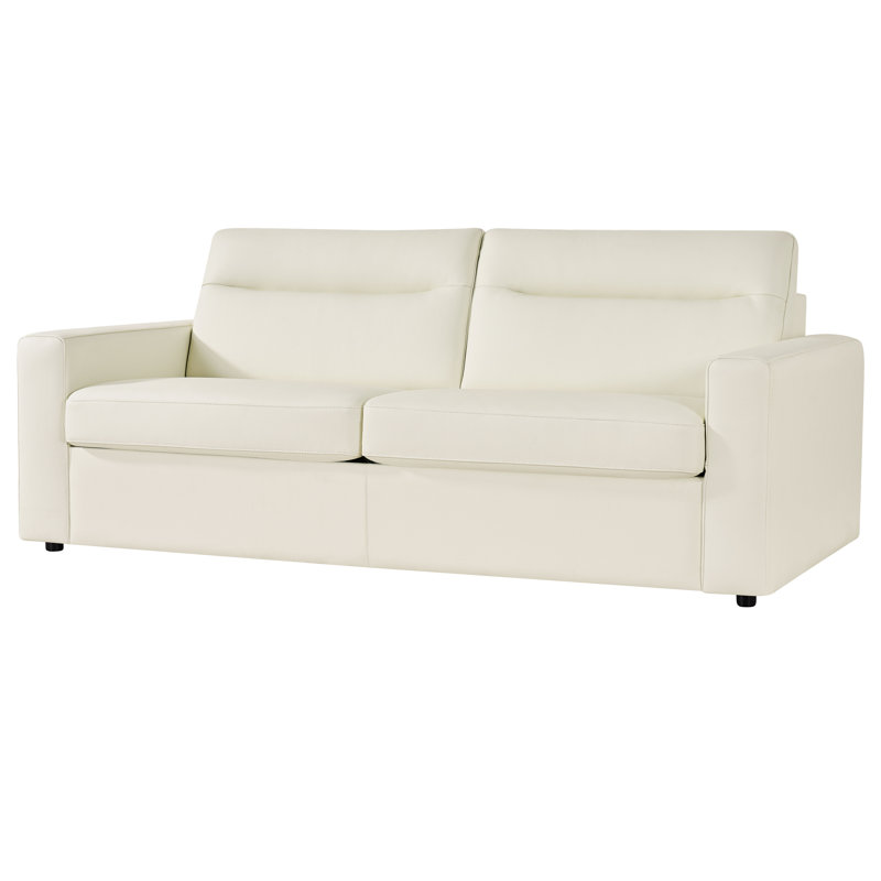 Canapé-lit en cuir avec matelas en mousse de 81 po Nestella, canapé-lit en cuir avec matelas en mousse pour le salon, Beige