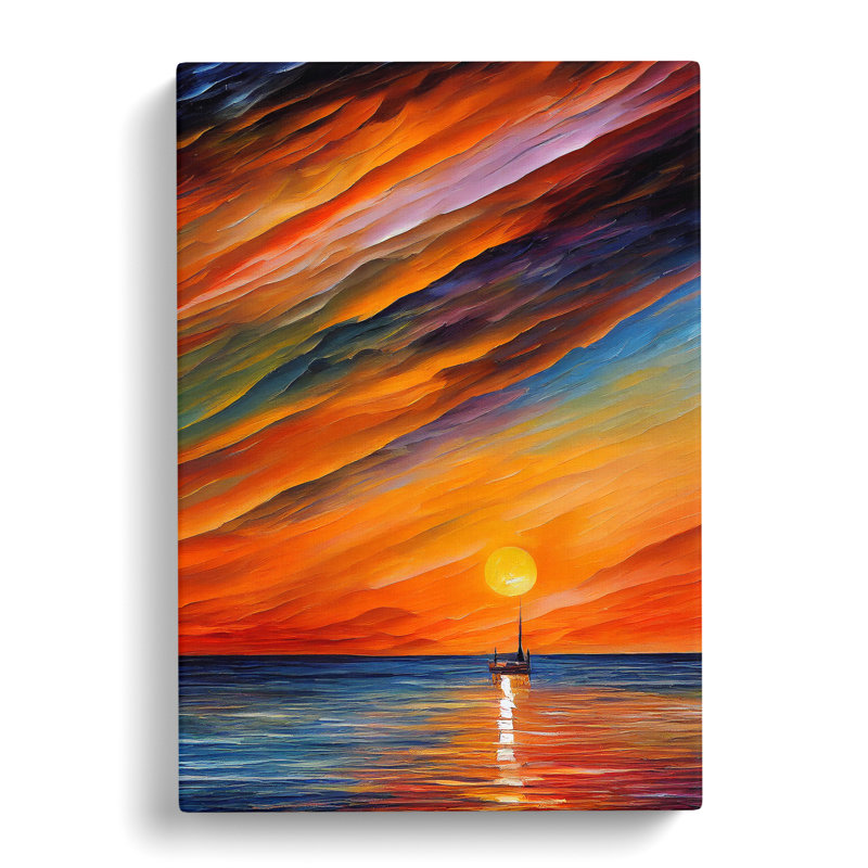 Boats Under The Sunset No.4 - Wrapped Canvas Print, 50cm H x 35cm W x 3cm D