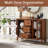 45" Sideboard and Buffet with Glass Door, Credenza with 3 Drawers for Living Room, Dining Room and Kitchen-420215642