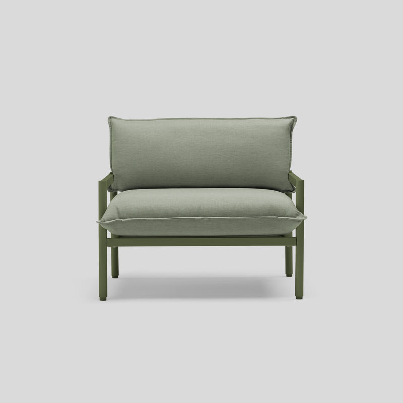 Olive Aluminum Outdoor Lounge Chair with Cushions