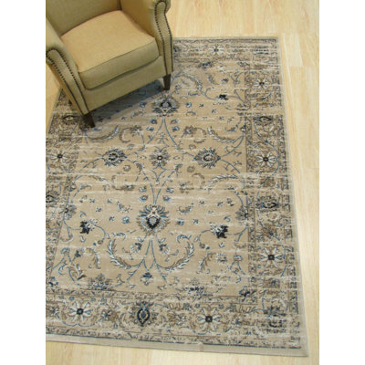 Tapis gris en laine rectangulaires et durables à motif oriental classique élégant tissés au métier mécanique Huckabee
