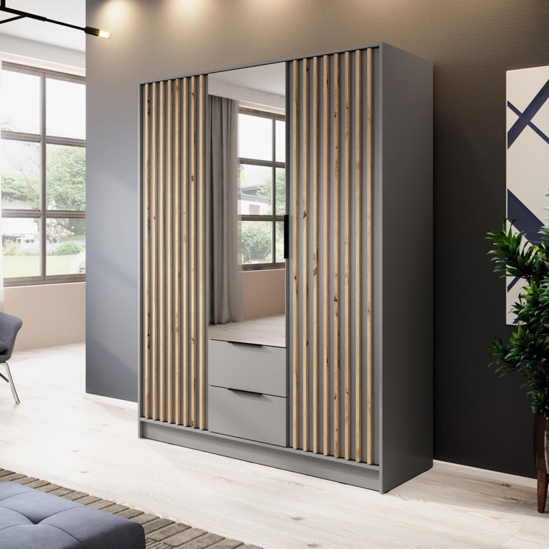Bertina 3 Door Wardrobe, Light Grey
