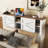 3-Pieces Bedroom Sets Full Size Farmhouse Platform Bed With Double Sliding Door Storage Headboard And Charging Station, Storage Nightstand And Dresser, White+Brown-902876414-902876387