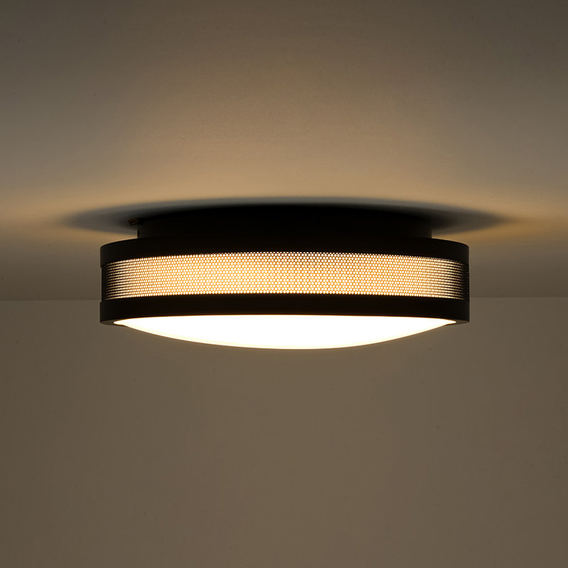 Dimmable Led Glass Flush Mount, Matte Black