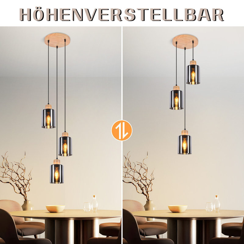 Pendant light dining table hanging lamp E27: dining table lamp hanging dining room lamp vintage kitchen lamp hanging light made of glass pendant lamp for kitchen dining room - without bulb