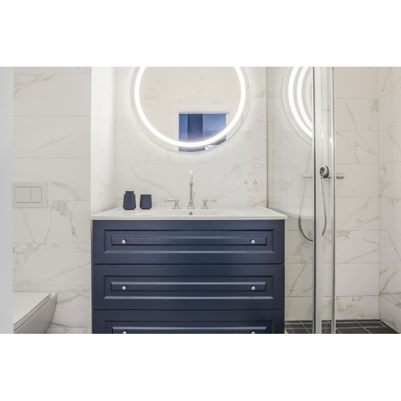 Beverlye Round Frameless LED Mirror with Adjustable Light Temperature, Dimmer, and Smart Memory, 24" x 24"