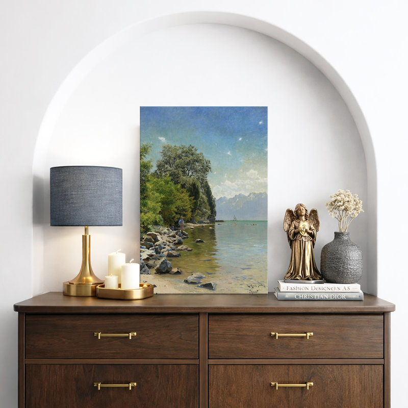 Serene Lakeside Mountain View, H 18 po x l 12 po x P 1,5 po, Toile tendue