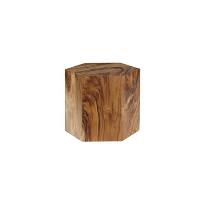 Honey Comb Solid Wood Block End Table