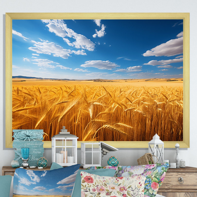 «Australie Golden Plains», reproduction sur toile encadrée, H 34 po x l 44 po x P 1,5 po, Encadrement doré