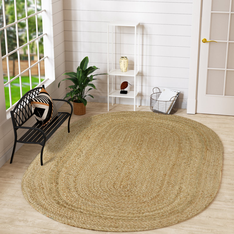 Tapis en jute tressé à la main Kayleigh , Oval 6 pi x 9 pi