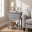 Table de chevet 28 po à 2 tiroirs avec tablette de rangement, gris-897811907