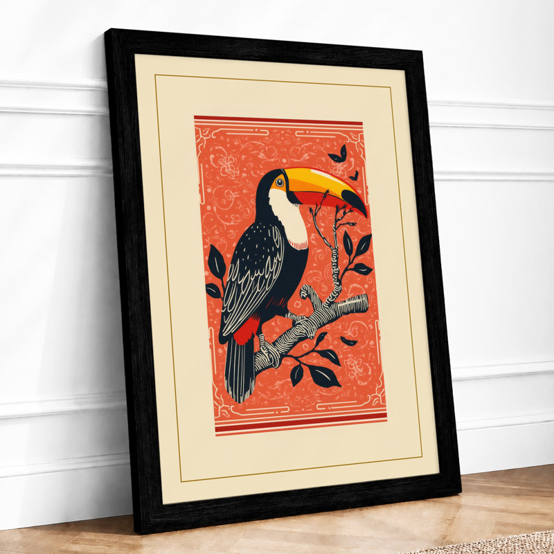 Toucan on Branch Boho - Framed Print, A1 - 84.1 x 59.4 cm, Black