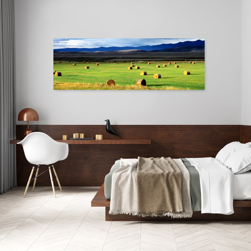 Haystacks, Field, Jackson County, Colorado, États-Unis, paysage contemporain abstrait, art mural, H 20 po x l 60 po