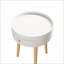 Table basse blanche avec tiroir de rangement & amp; Pieds en chêne - peu encombrants, faciles à nettoyer pour la chambre à coucher Salon