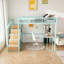 Lit mezzanine avec bureau et rangement - structure en métal lourd, 4 armoires, escalier et support d'économie d'espace / bureau pour adolescents avec prise USB et prise de courant